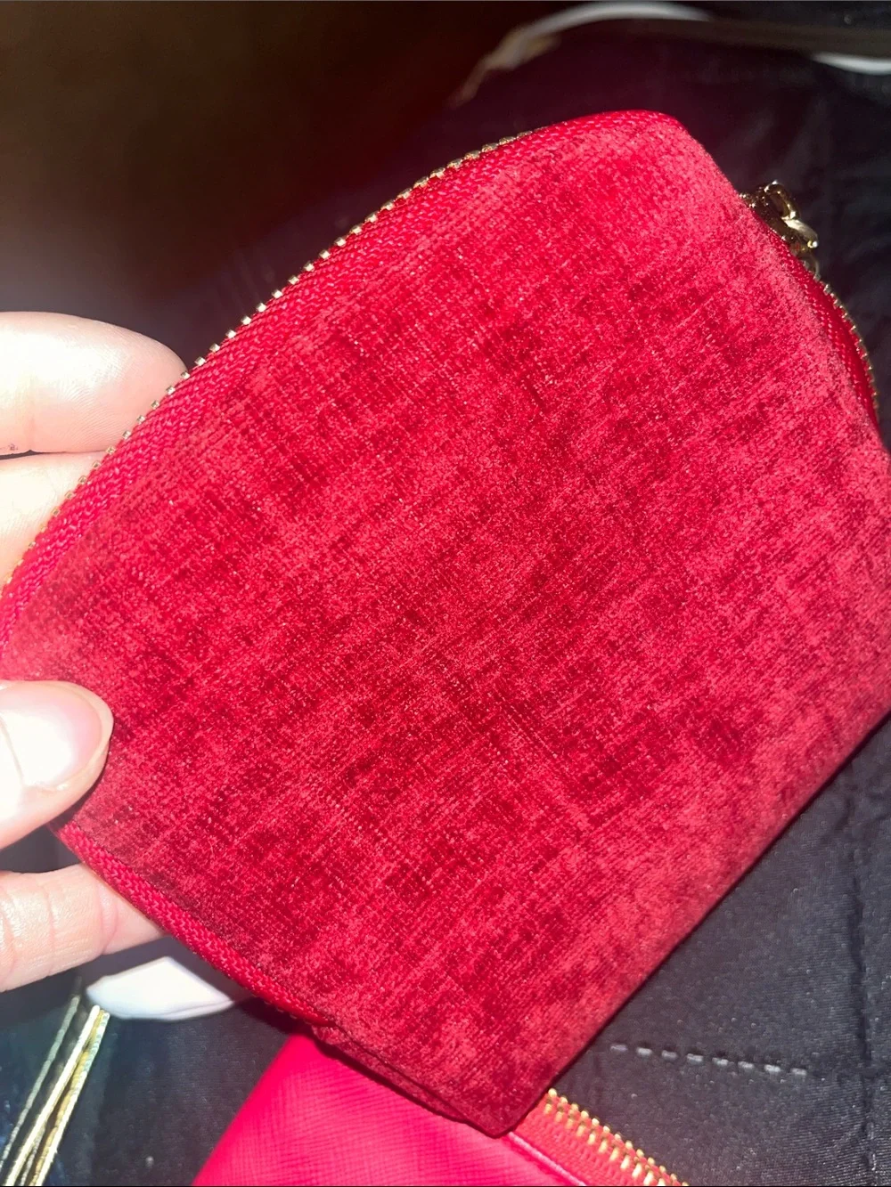 Me to We makeup bag, Velvet Jewelry Pouch deep pink Make me Pretty Pouch C57